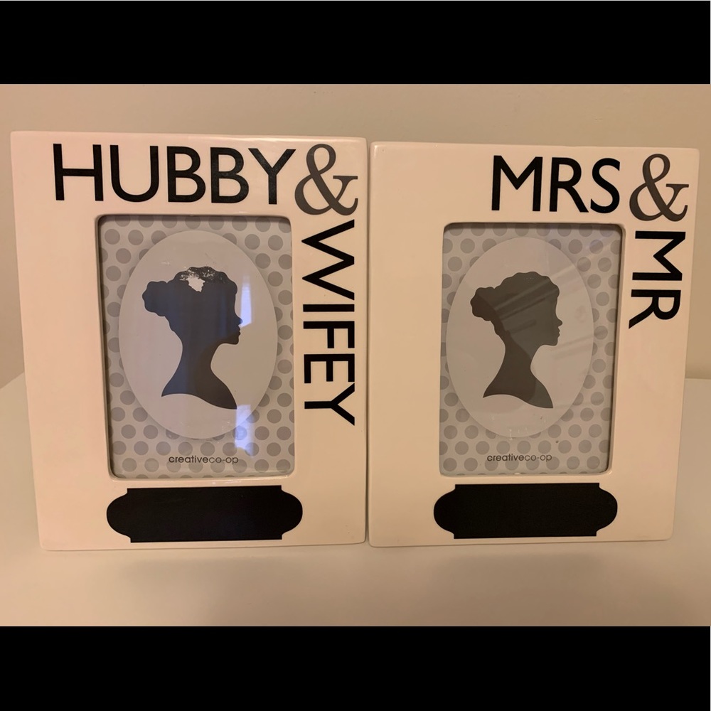 2 Brand New Ceramic Frames “Hubby&Wifey” “Mrs&Mr”